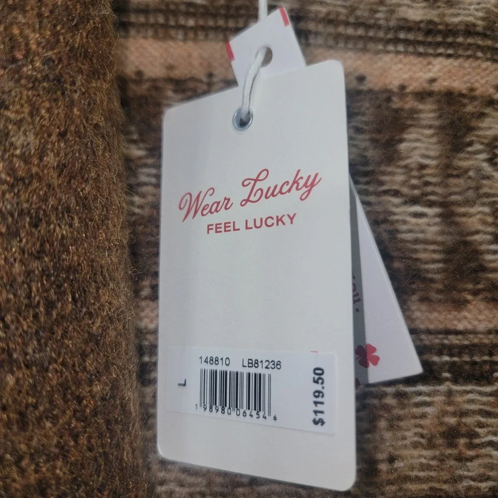 $119 Lucky Brand Southwestern Fair Isle Women's‎ LG Open Cropped Cardigan Shawl